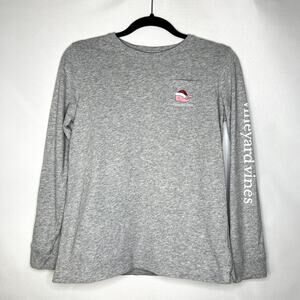 Vineyard Vines Youth Large 14 Gray Long Sleeve Merry Christmas Solid Pocket